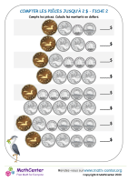 Compter les pièces à 2 $ fiche 2