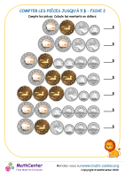 Compter les pièces à 5 $ fiche 2