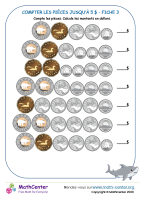 Compter les pièces à 5 $ fiche 3