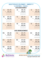 Addition de colonnes à 3 chiffres - euro - fiche 1
