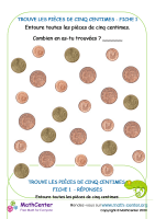 Trouve les pièces de cinq centimes d'euro 1