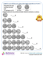Compte les pièces de cinq centimes (nickels) fiche 1