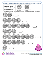 Compte les pièces de cinq centimes (nickels) fiche 2