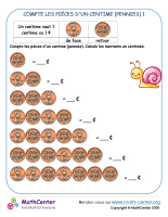 Compte les pièces d'un centime (pennies) 1