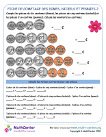 Fiche de comptage des dimes, nickels et pennies 2
