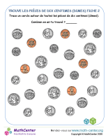 Trouve les pièces de dix centimes (dimes) fiche 2