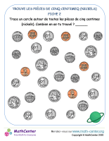 Trouve les pièces de cinq centimeq (nickels) fiche 2