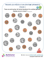 Trouve les pièces d'un centime (pennies) fiche 2