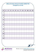 Tableau de multiplication vide à 12 x 12 #1