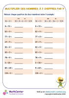 Multiplications mentales - multiplier des nombres à 2 chiffres par 9 n°1