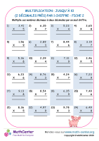 Multiplication : jusqu'à 10 (2 décimales près) par 1 digit sheet 2