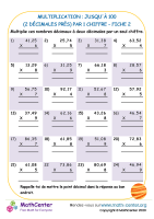 Multiplication : jusqu'à 100 (2 décimales près) par 1 digit sheet 2