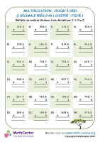 Multiplication : jusqu'à 1000 (1 décimales près) par 1 digit sheet 1