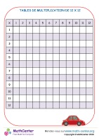 Tableau de multiplication jusqu'à 12 x 12 - modèle