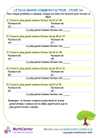 Le plus grand facteur commun fiche 3a