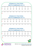 Fraction et lignes numériques décimales 0 à 1 non 4