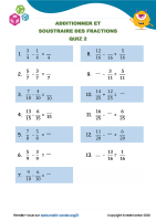 Additionner et soustraire des fractions quiz 2