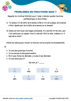 Problèmes de fractions quiz 7