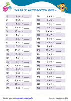 Tables de multiplication quiz 4