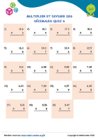 Multiplier et diviser des décimales quiz 6