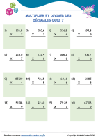 Multiplier et diviser des décimales quiz 7