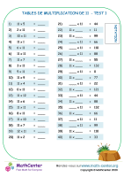 11 tables de multiplication - test 1