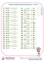 12 tables de multiplication - test 1