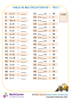 6 tables de multiplication - test 1