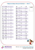 7 tables de multiplication - test 1