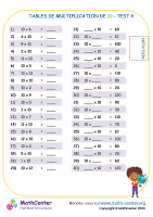 10 tables de multiplication - test 4