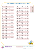 3 tables de multiplication - test 1