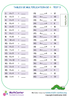 4 tables de multiplication - test 3