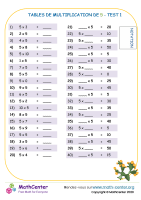 5 tables de multiplication - test 1