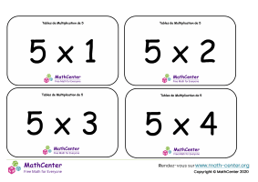 5 tables de multiplication - cartes