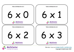6 tables de multiplication - cartes avec réponses