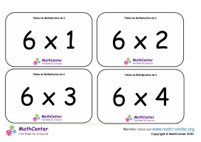 6 tables de multiplication - cartes