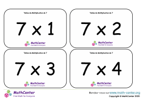 7 tables de multiplication - cartes