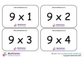 9 tables de multiplication - cartes