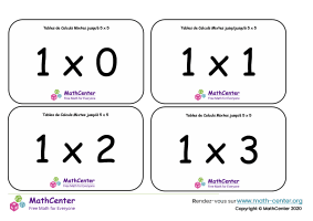 Tableaux de calculs mixtes - carte jusqu'à 5 x 5 avec réponses
