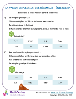 La valeur de position des décimales énigmes 5a