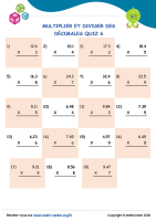 Multiplier et diviser des décimales quiz 6