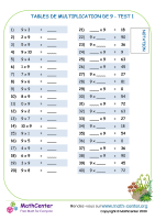 9 tables de multiplication - test 1