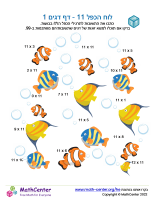לוח הכפל 11 - דף דגים 1