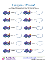 לוח הכפל 12 - מכוניות דף 1