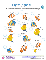 לוח הכפל 4 - דף דגים 1
