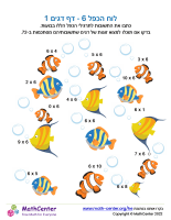 לוח הכפל 6 - דף דגים 1
