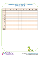 Tabela De Multiplicação Em Branco Para 10 X 10 # 1