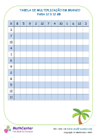 Tabela De Multiplicação Em Branco Para 12 X 12 # 8
