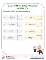 Encontrando Valores Absolutos - Planilha Nº 2