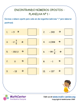 Encontrando Números Opostos - Planilha Nº 1